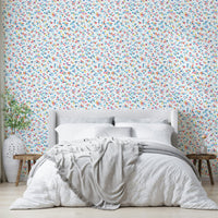 Red blue yellow floral design

