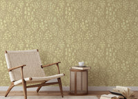 Cute yellow ditsy mushrooms wallpaper for kids’ or playful rooms. RNM30
