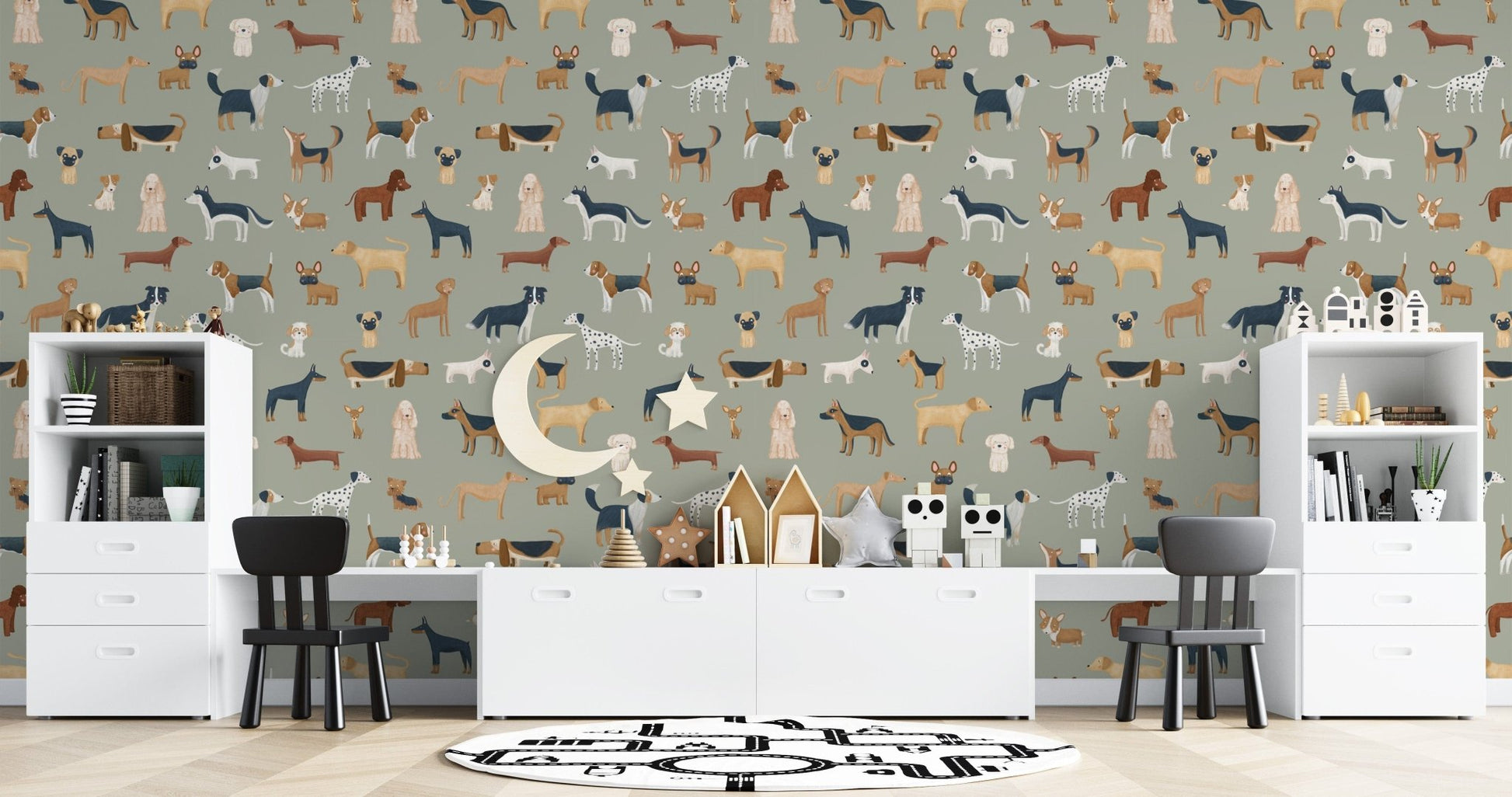 Dog lovers' wallpaper for kids’ bedrooms
