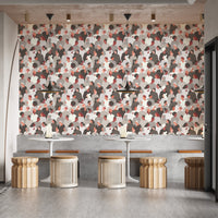 Stylish crowd art pattern wall mural design, B348
