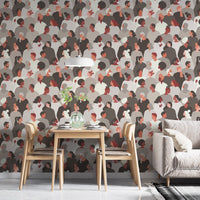 Inclusive people mural in soft warm tones, B348