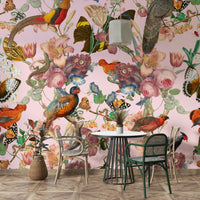 Lively scene of birds, flowers, and butterflies on Divertirs Mural

