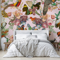 Divertirs Wall Mural with intricate flowers and exotic fauna

