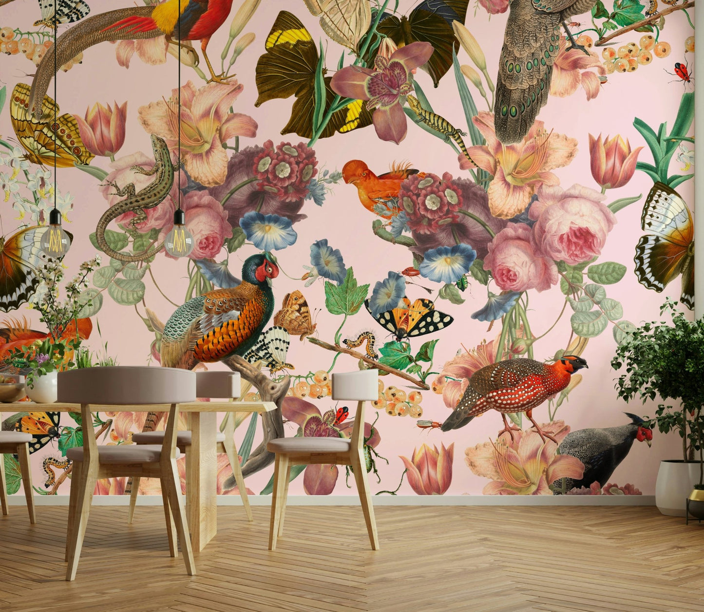 Delicate lizards and butterflies enhance Divertirs Wall Mural


