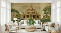 Temple theme wall mural Divine Devalaya with calm, refined palette