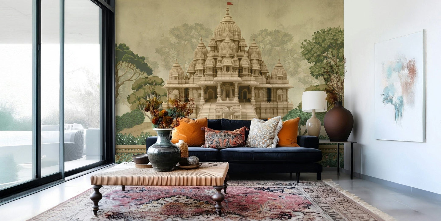 Divine Devalaya mural artwork with heritage-style elements and symmetry