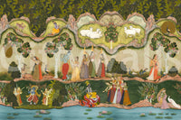 Traditional Indian figures complete this Pichwai-style wall mural, GD8967