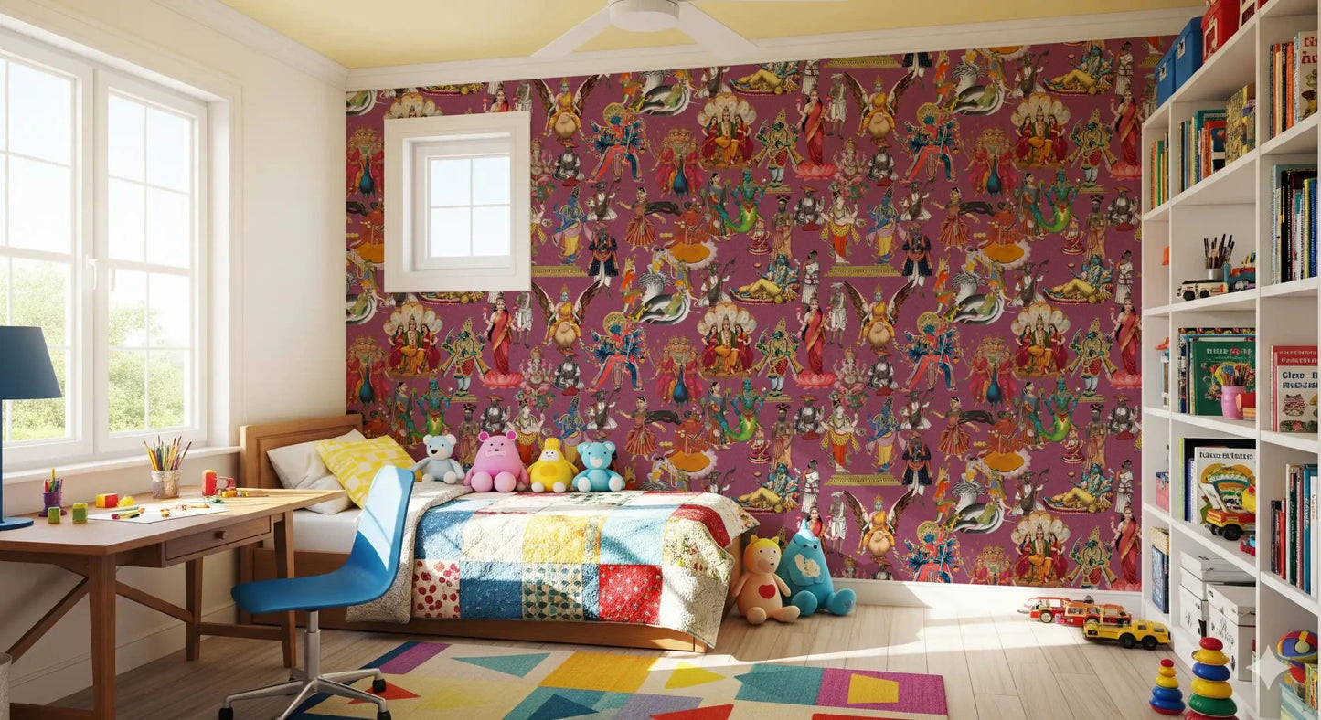 Divine Indian Pantheon Wall Mural