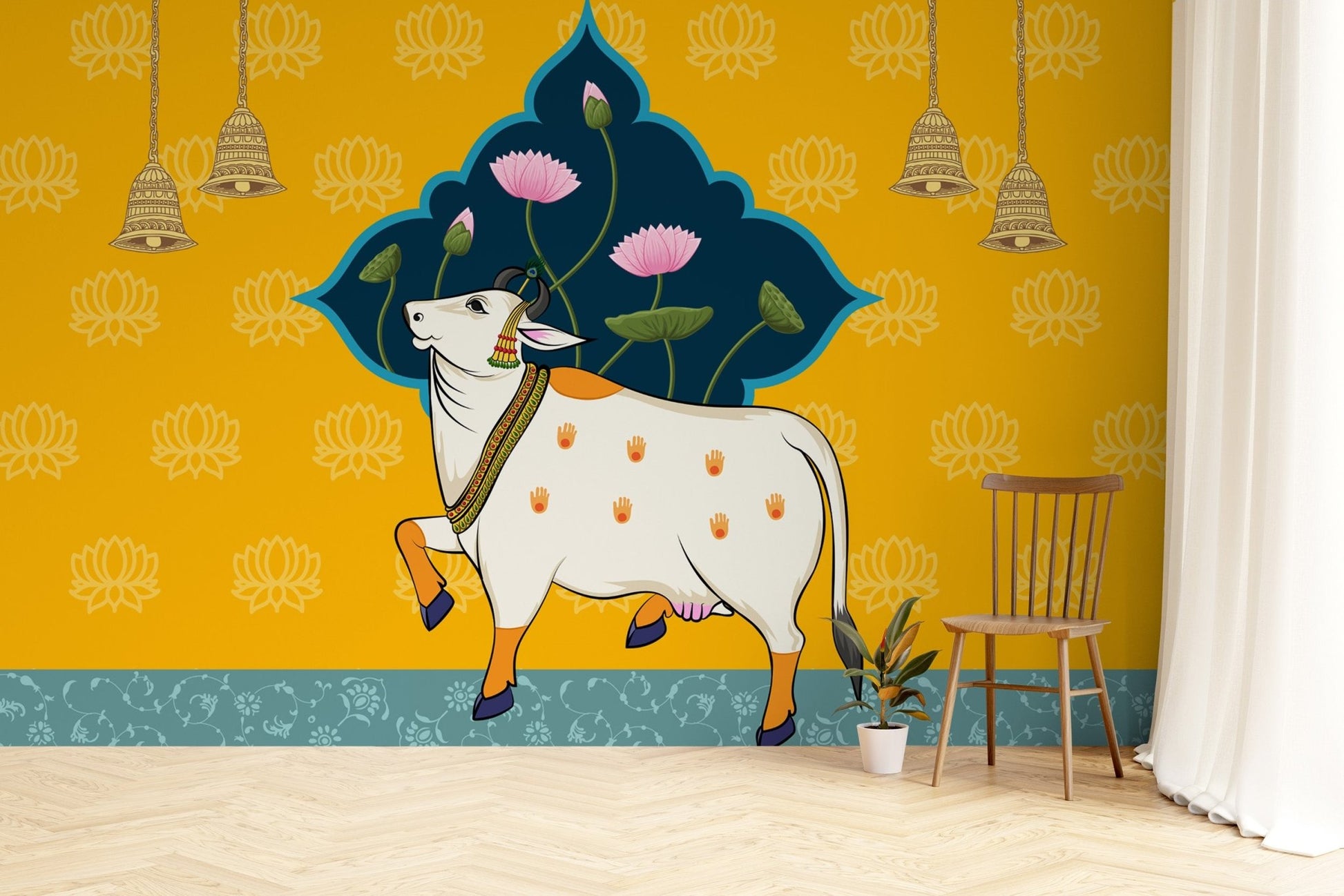 Divine Lotus Pichwai Wallpaper Design