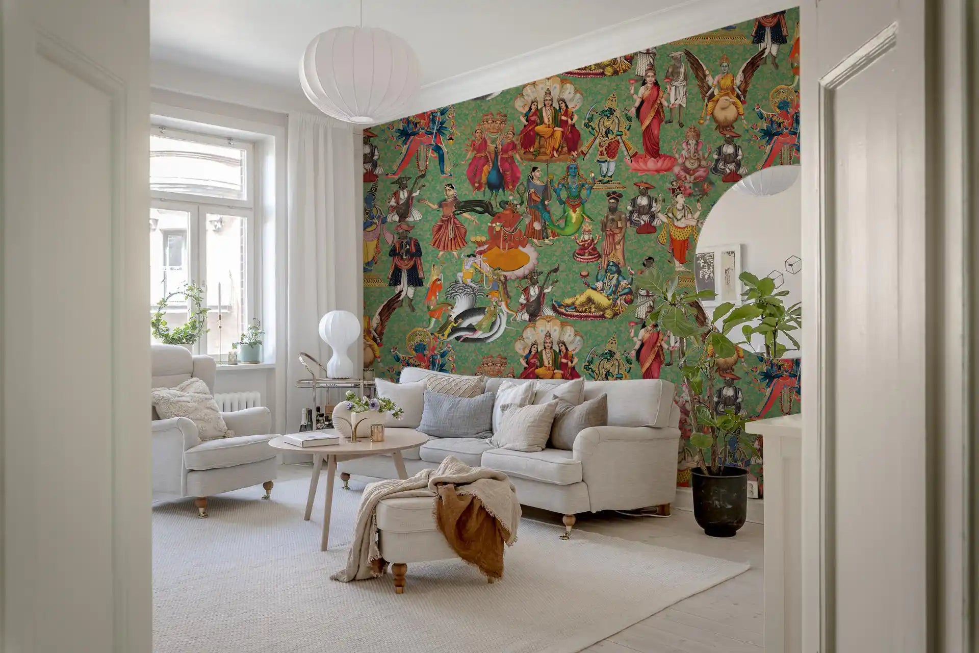 Divine Pantheon: A Tapestry of Hindu Deities Wall Mural