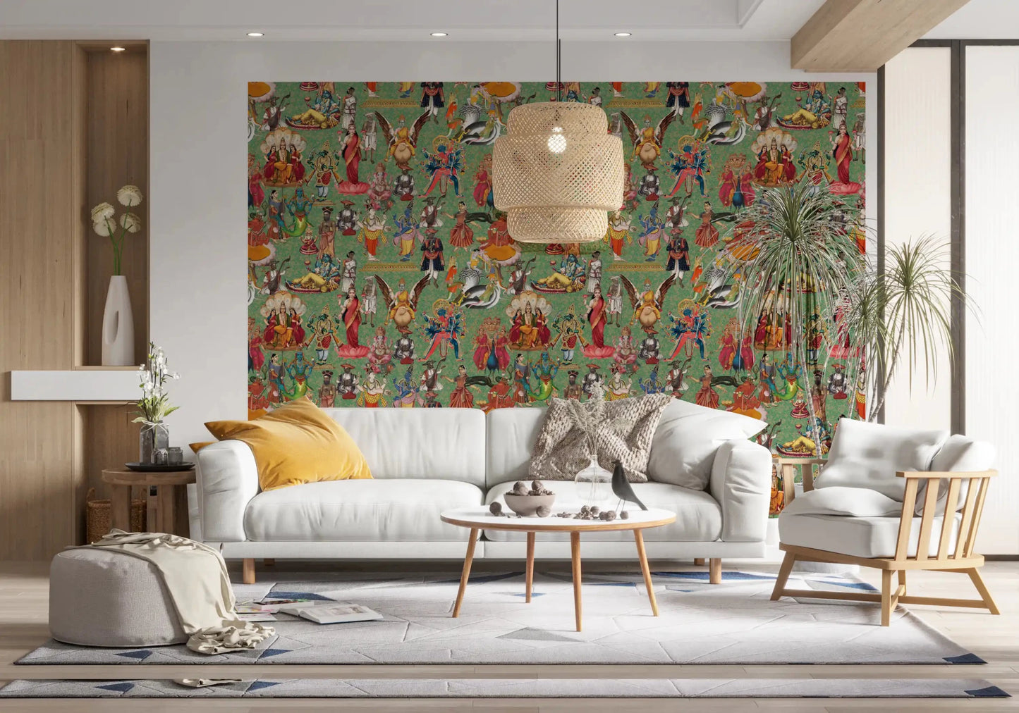 Divine Pantheon: A Tapestry of Hindu Deities Wall Mural