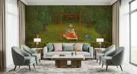 Divine Swing Serenity Wall Mural showing traditional artistic details