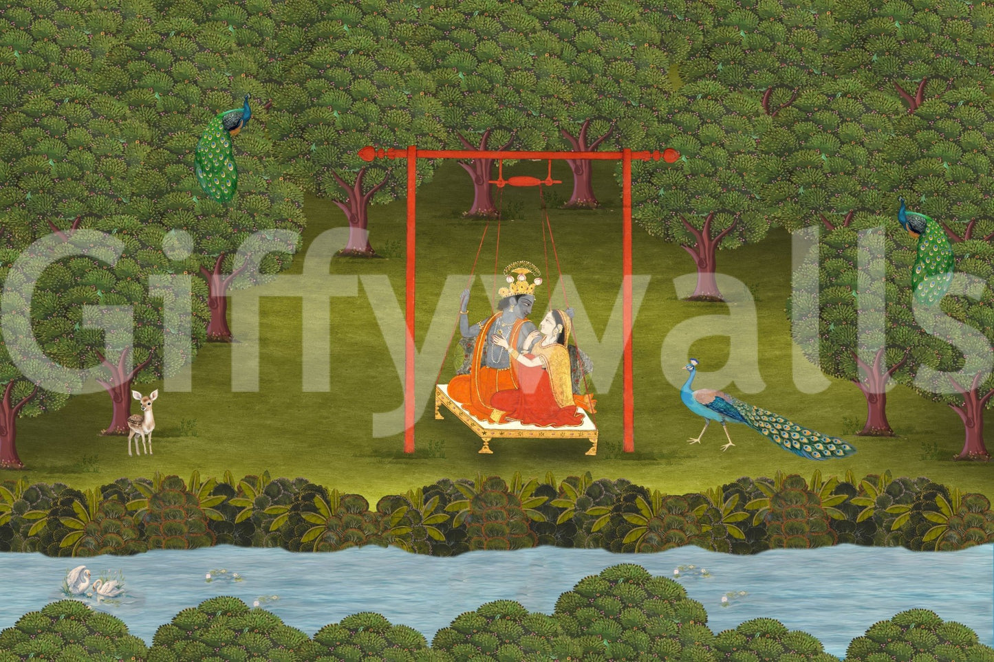 Divine Swing Serenity Wall Mural displaying calm nature reflections