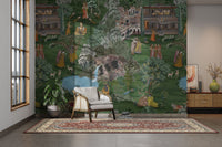 Vrindavan scene with Krishna and Radha

