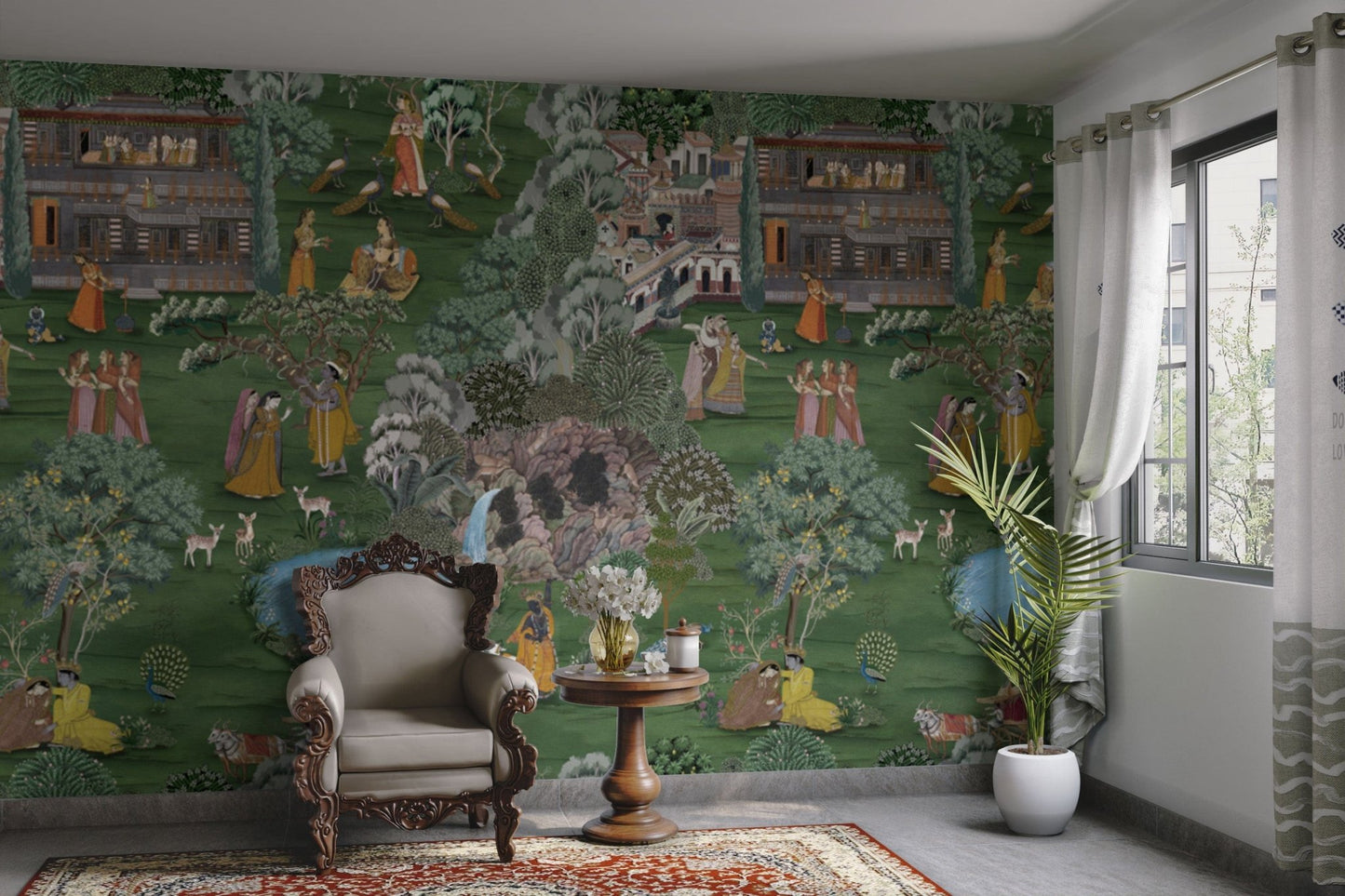 Divine Radha Krishna mural wallpaper

