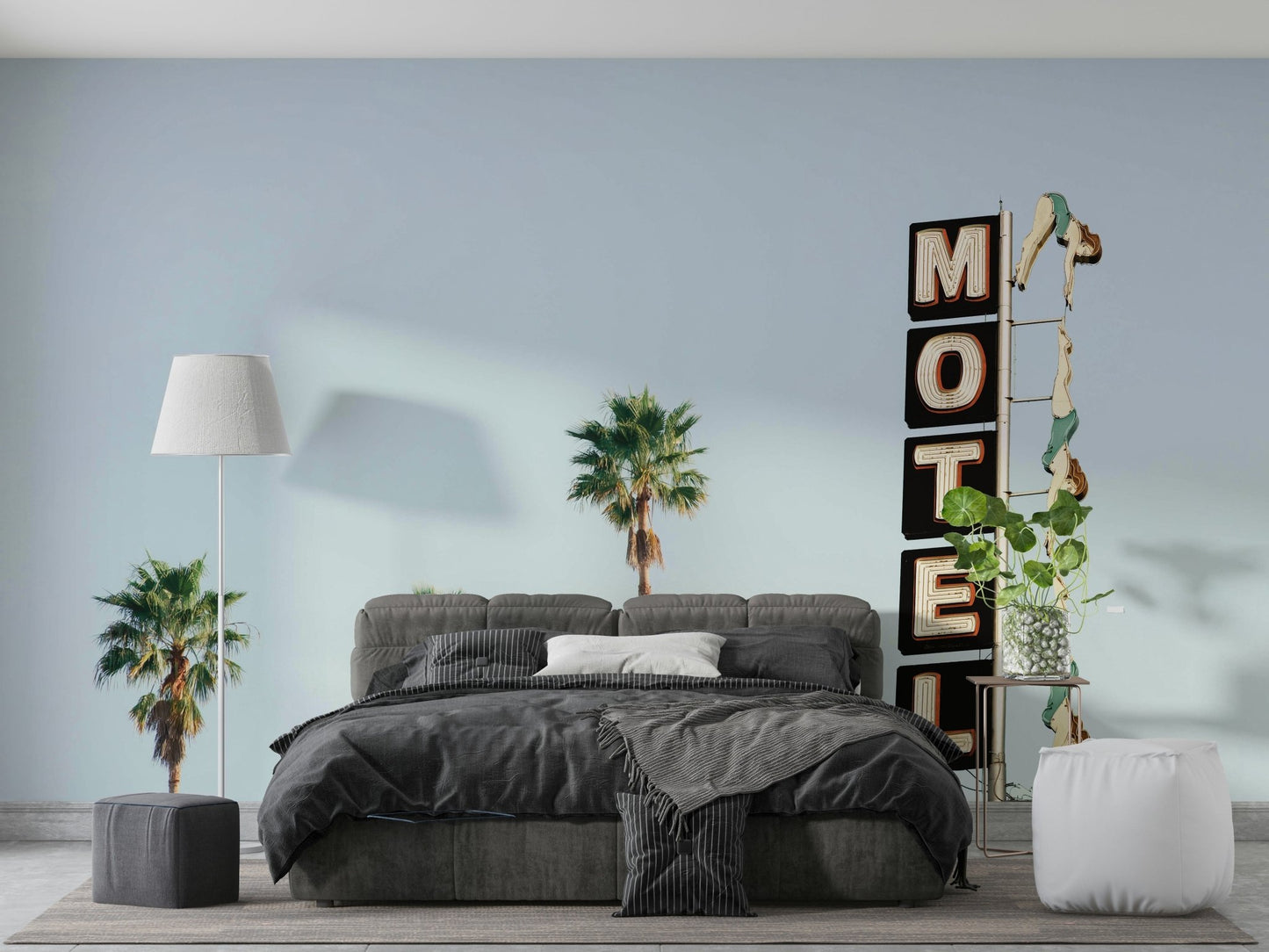 Stylized figures of diving ladies.

