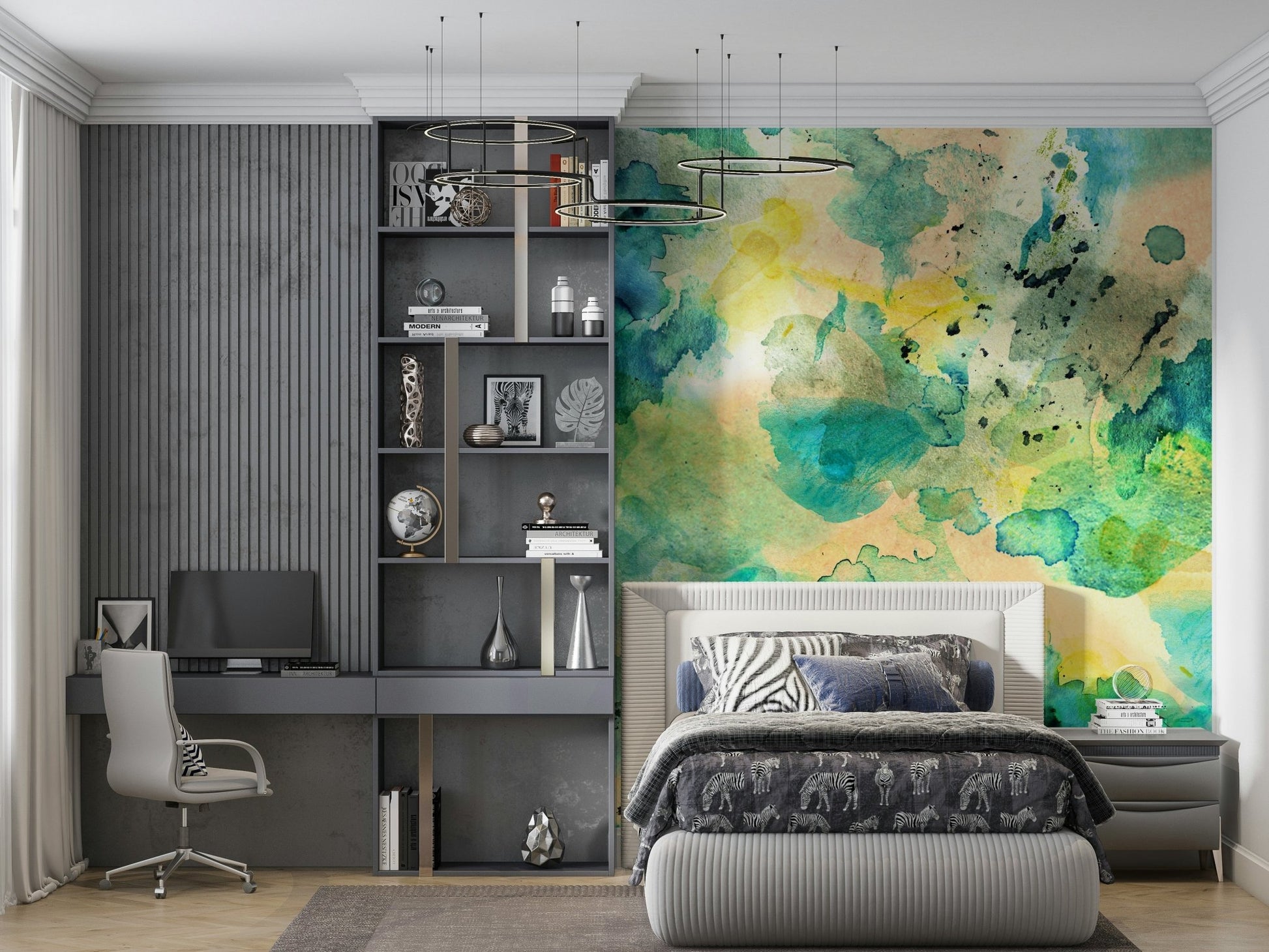 A beautiful scuba diving wallpaper mural with coral reefs.