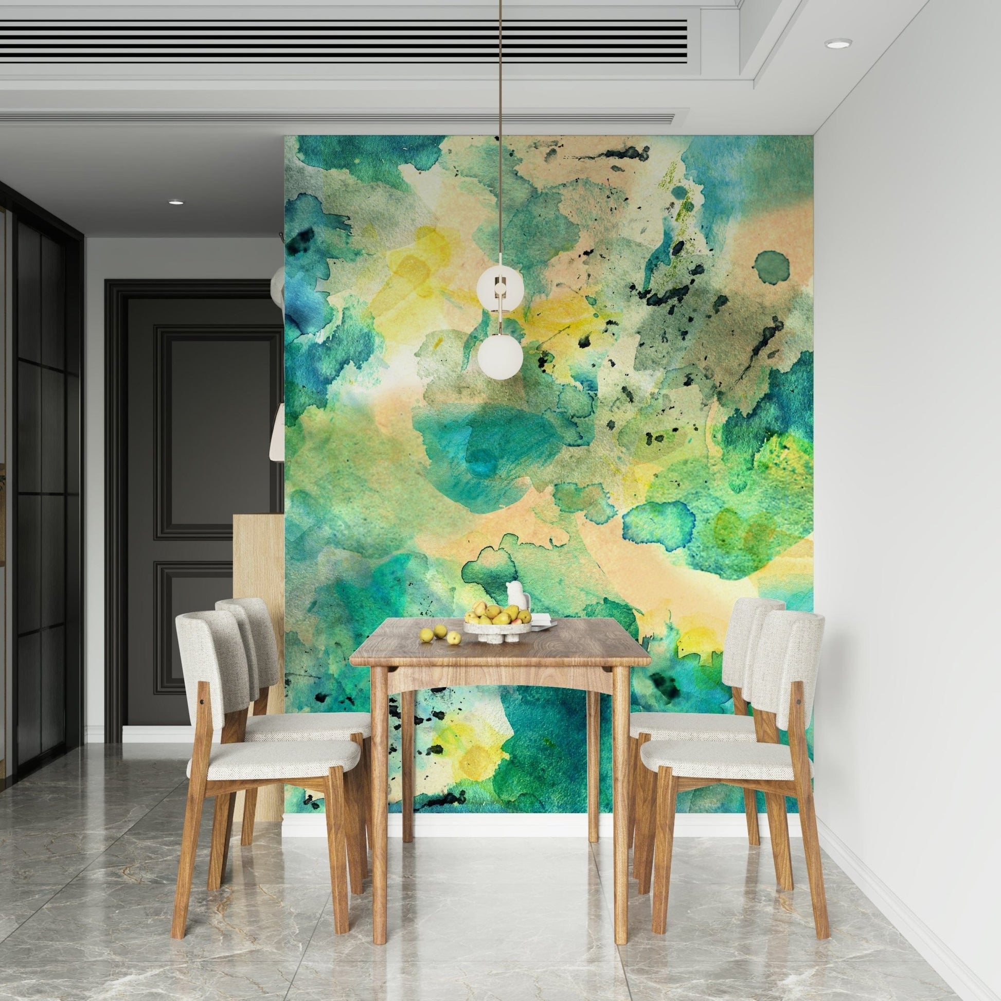 A beautiful tropical fish wall mural for a living room.