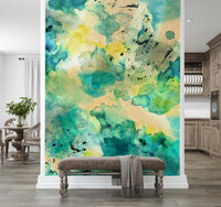 An artistic deep sea mural on minimalist wallpaper.