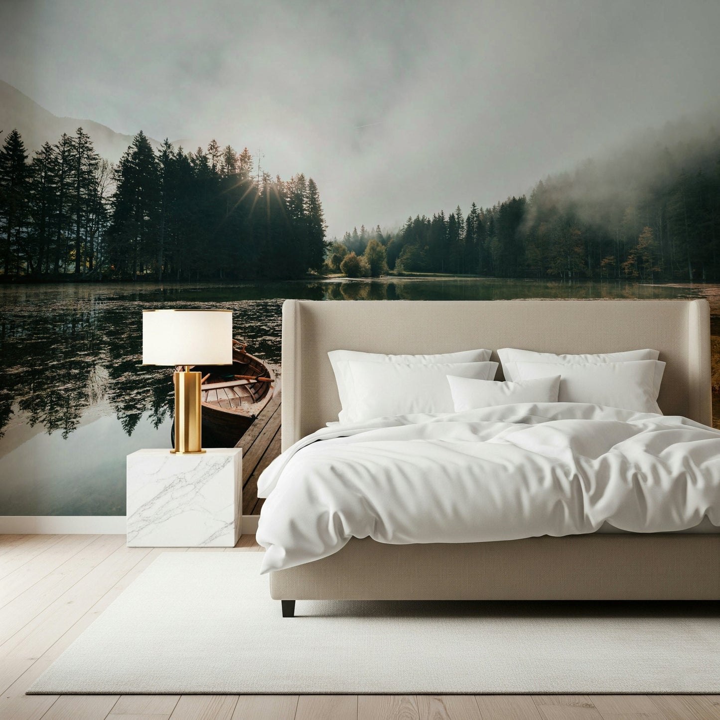 A contemplative gentle design wallpaper mural for a feature wall.