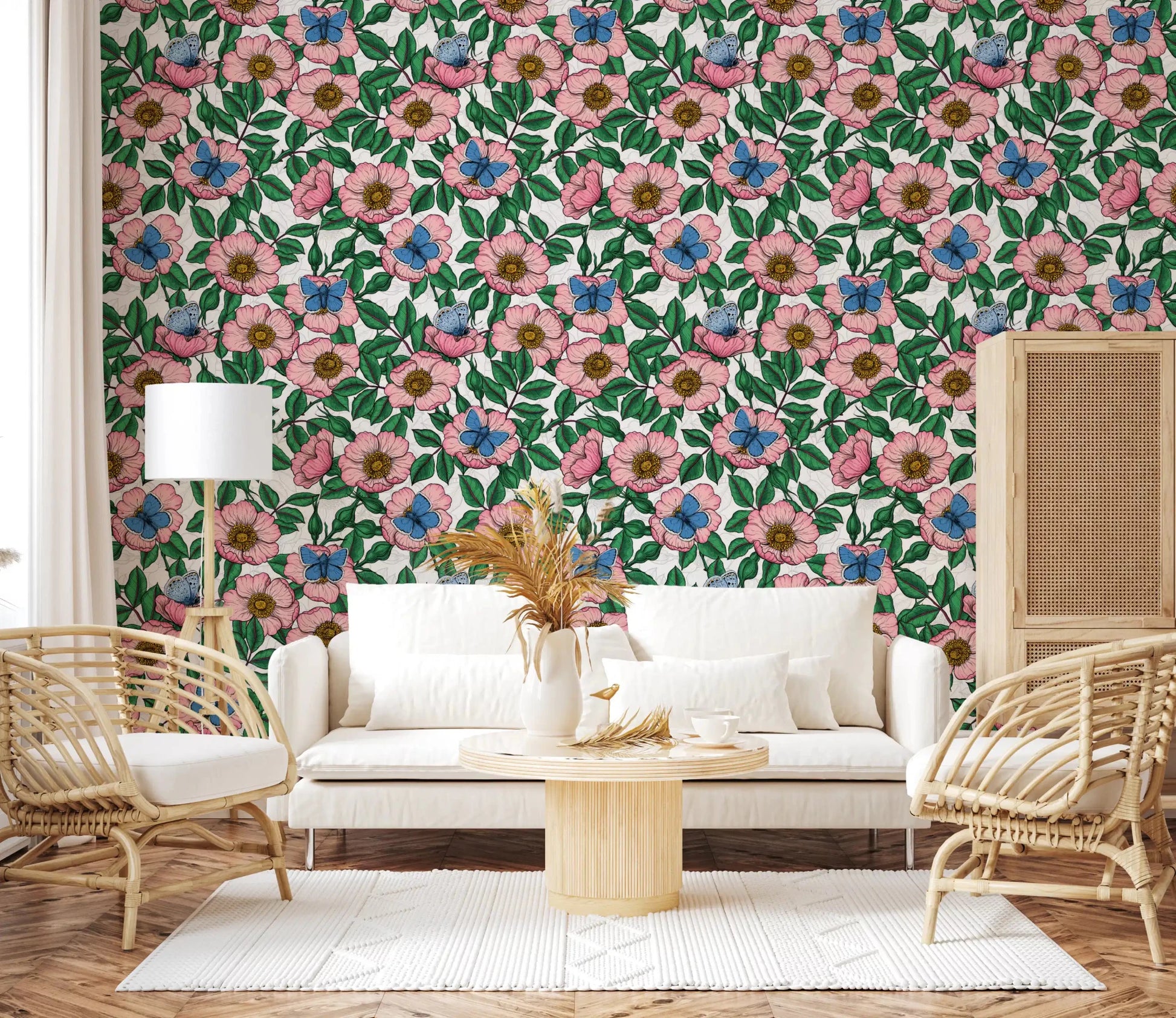 Deep green foliage layers behind every blossom on the Pink Dog Rose wallpaperGD9560