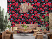 Fine line shading shapes every petal on this bold linework floral wallpaperGD9559