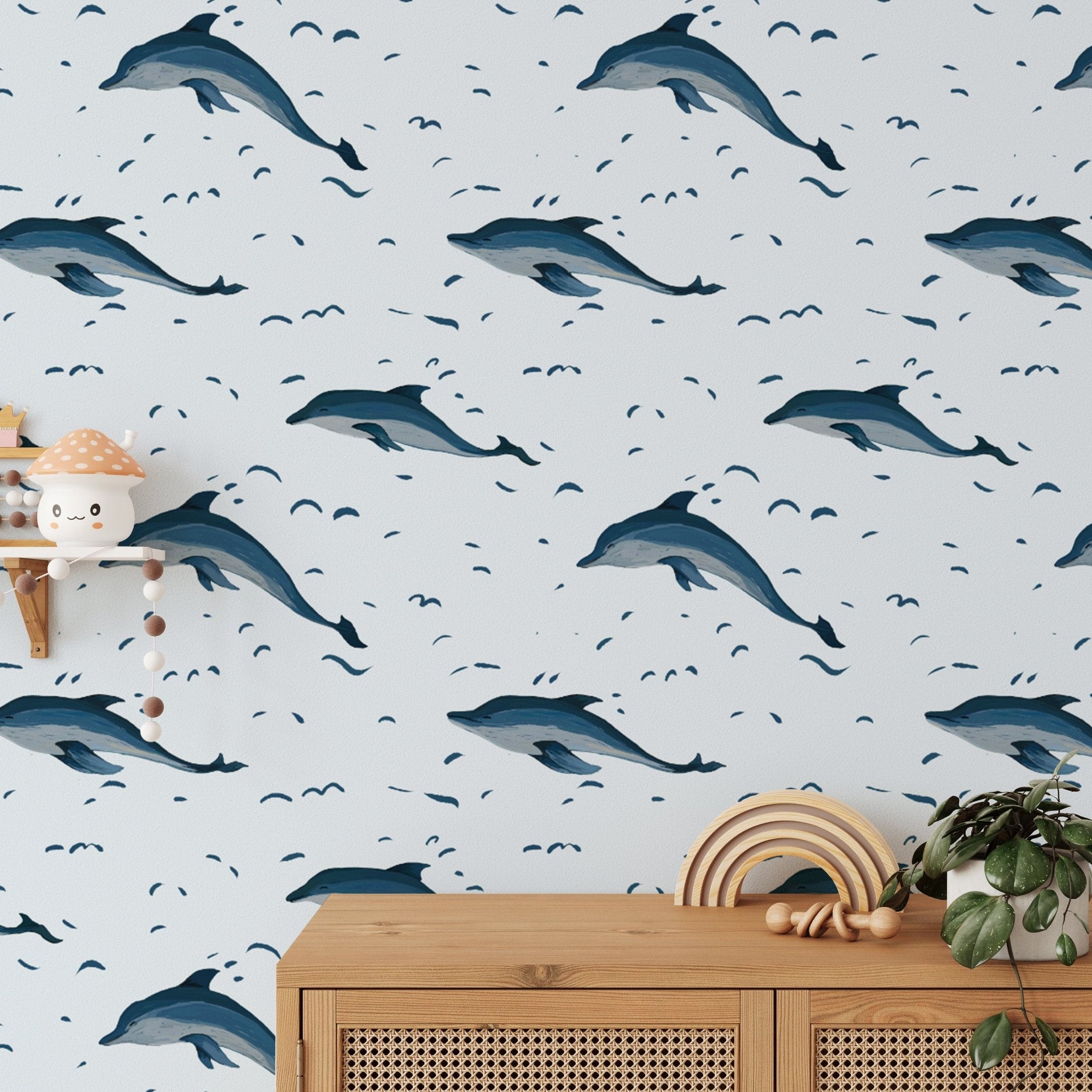 Dolphins in The Sea Kids Room Wallpaper for Happy Bedrooms
