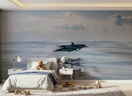 Sophisticated marine wallpaper mural for a coastal themed lounge.