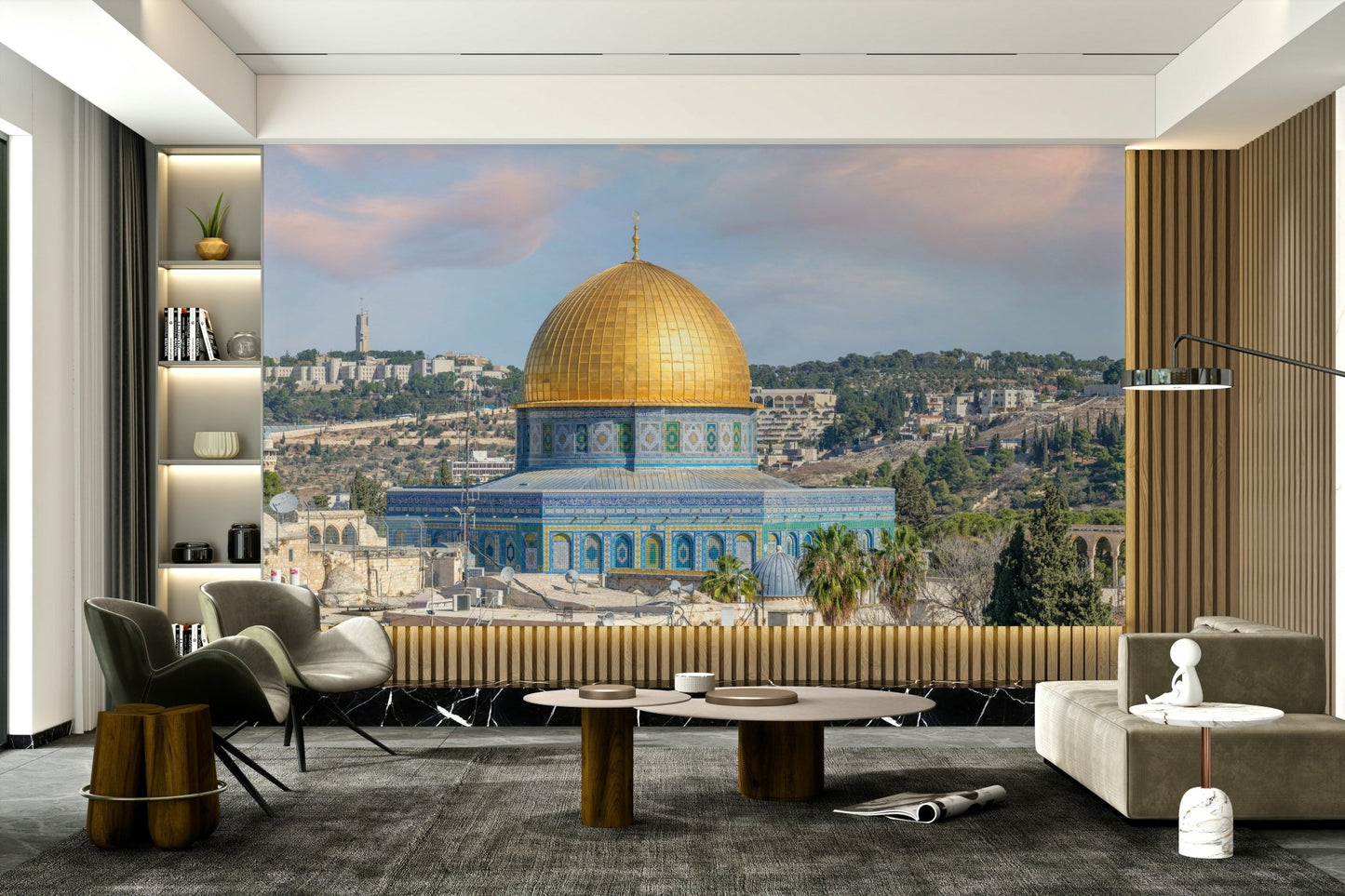 Calm city scene with famous golden landmark

