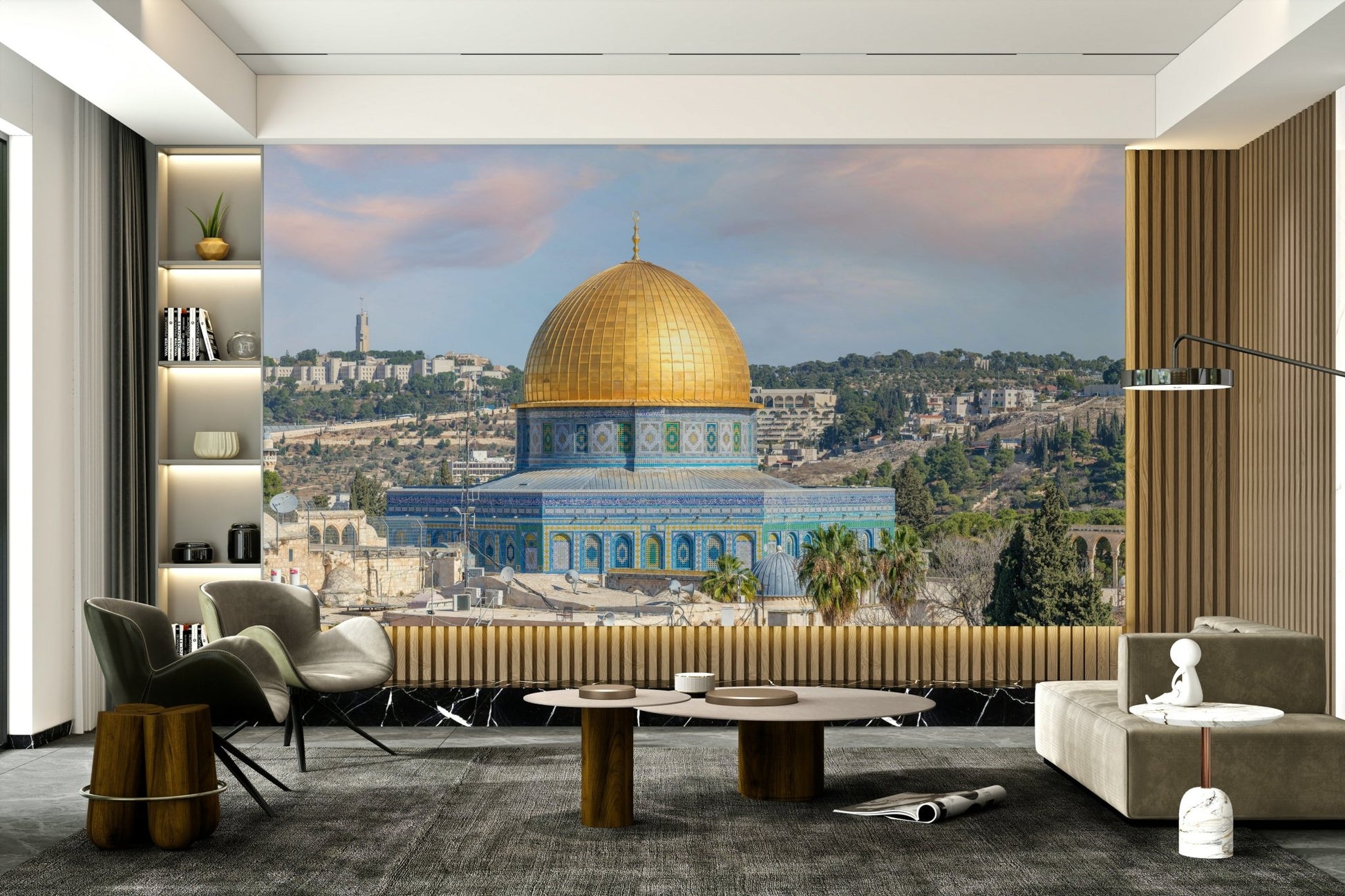 Calm city scene with famous golden landmark


