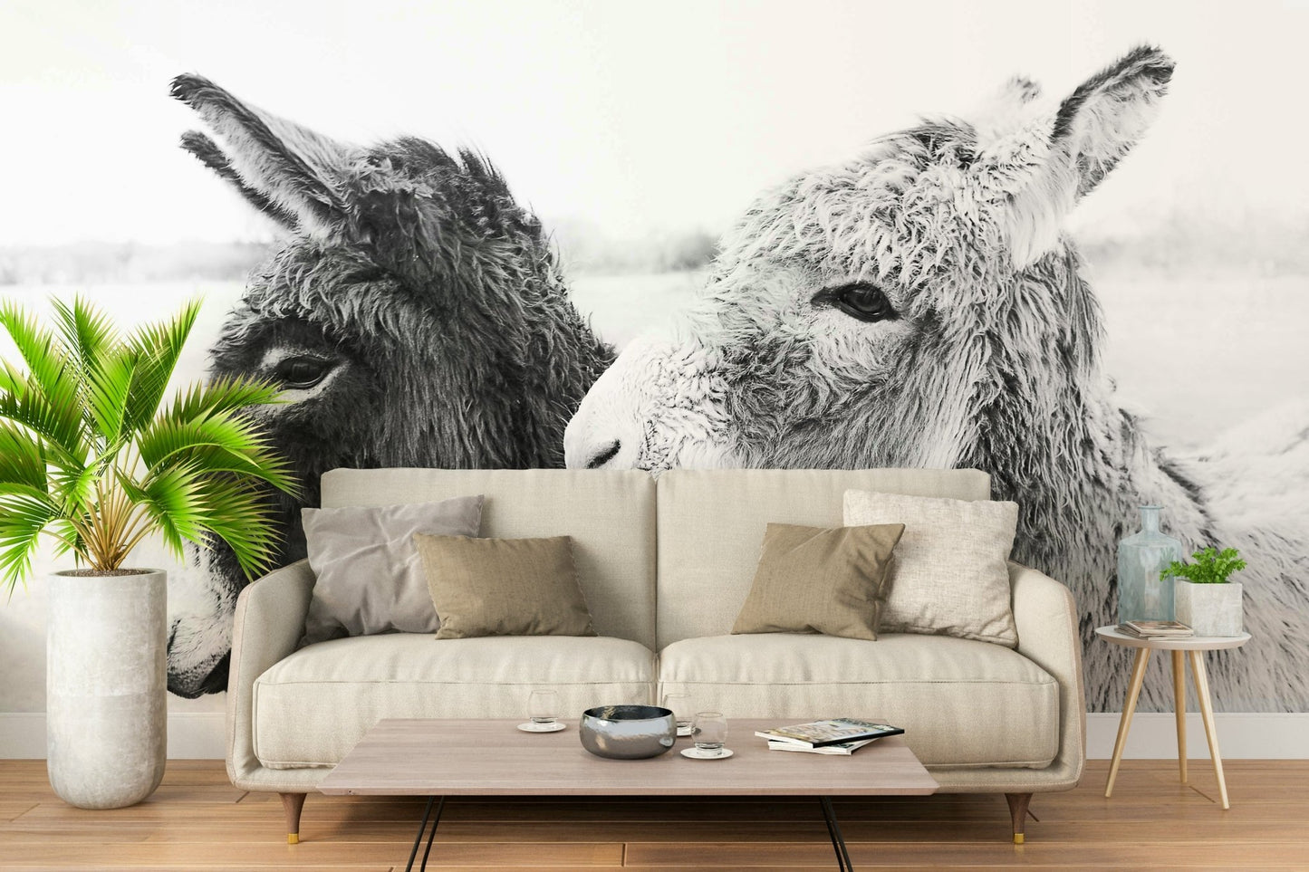 Soft colors of donkey fur and natural background.

