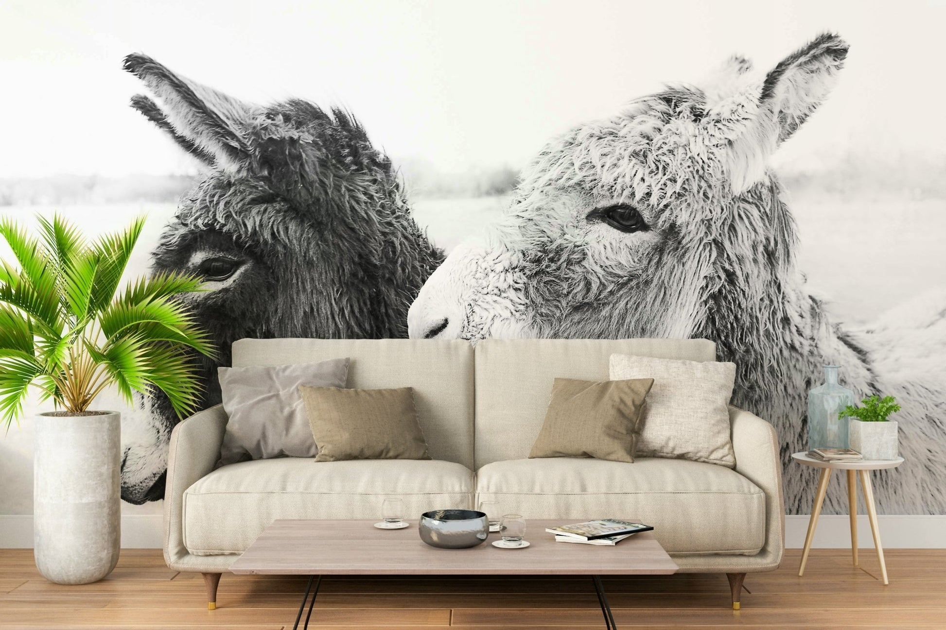 Soft colors of donkey fur and natural background.

