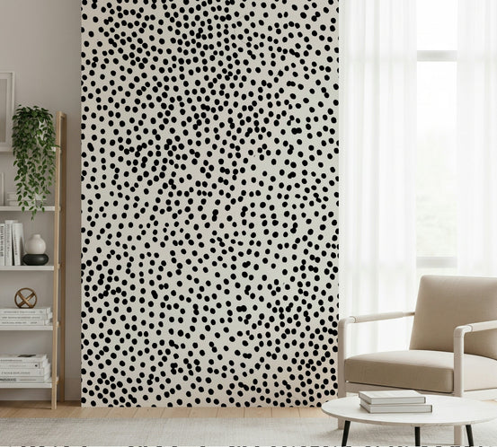 Full living room featuring the cheerful Dotted Delight Wall Mural., GD6189