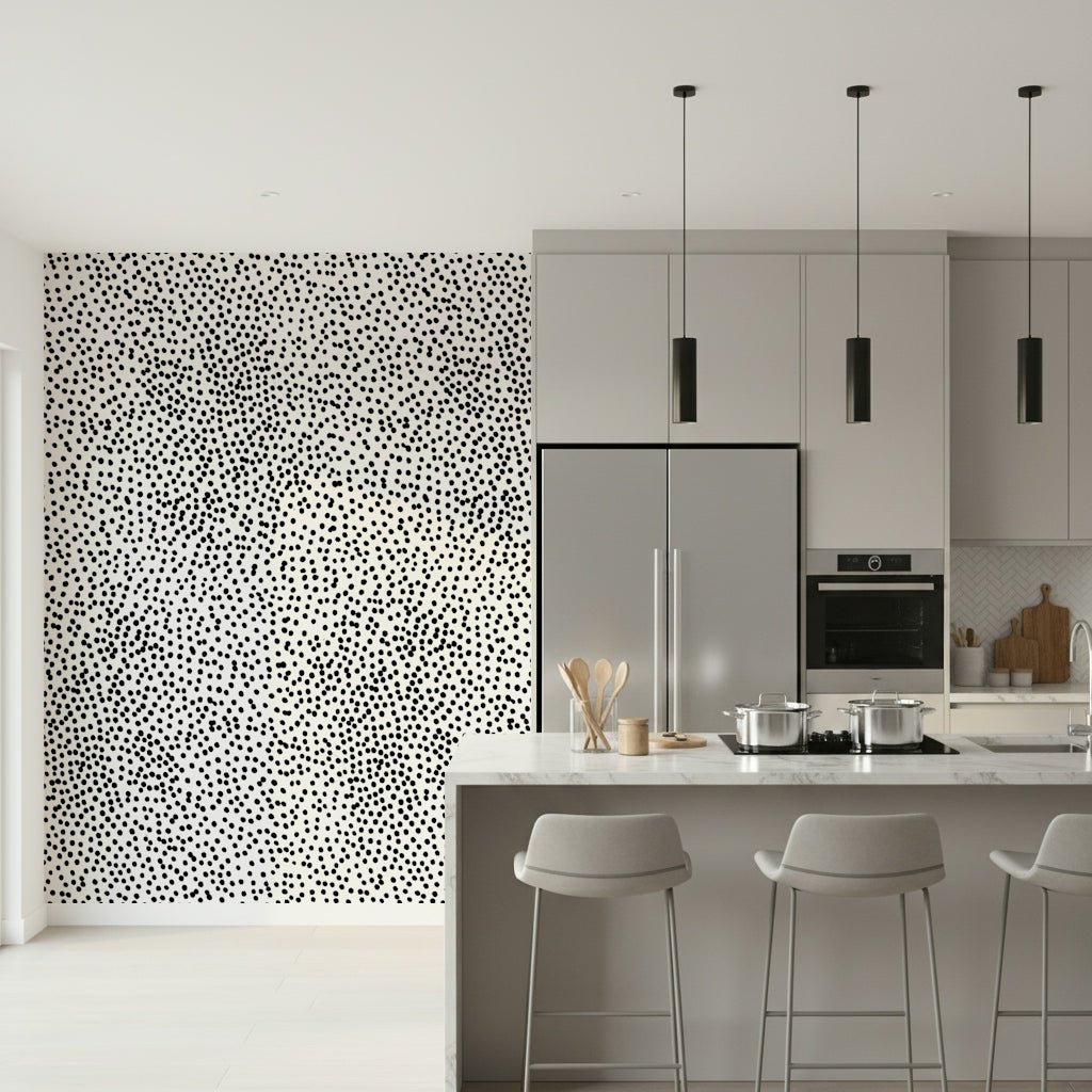 Modern nursery showcasing the Dotted Delight wallpaper for walls.