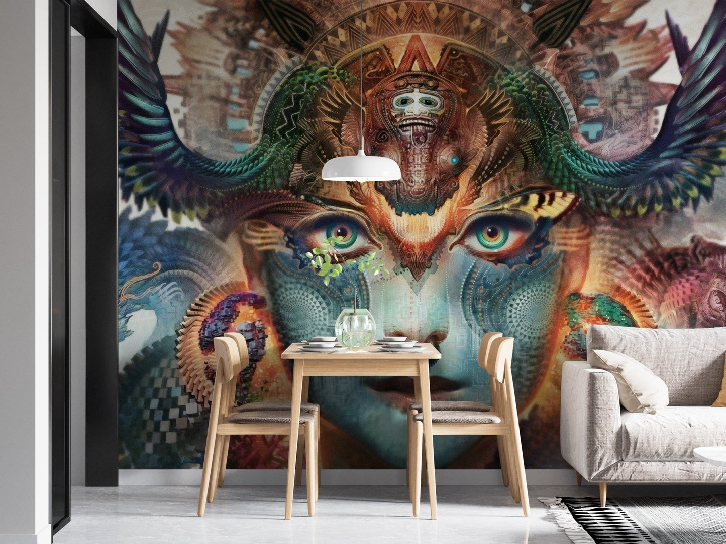 Artistic Lady Dragon Themed Face Wallpaper Mural - Giffywalls A482