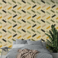 Contemporary insect wallpaper with a vintage garden feel.

