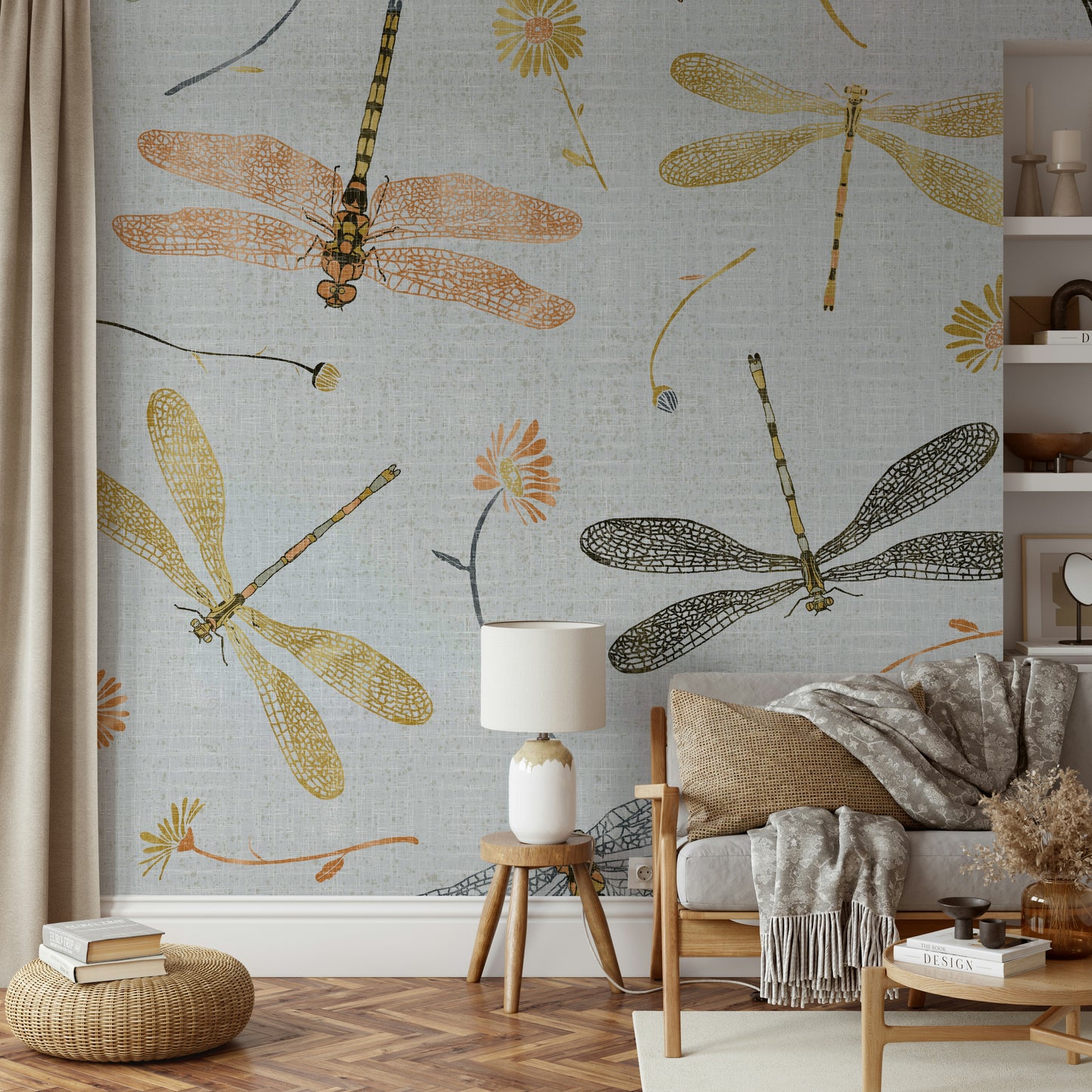 Light gray nature wall mural
