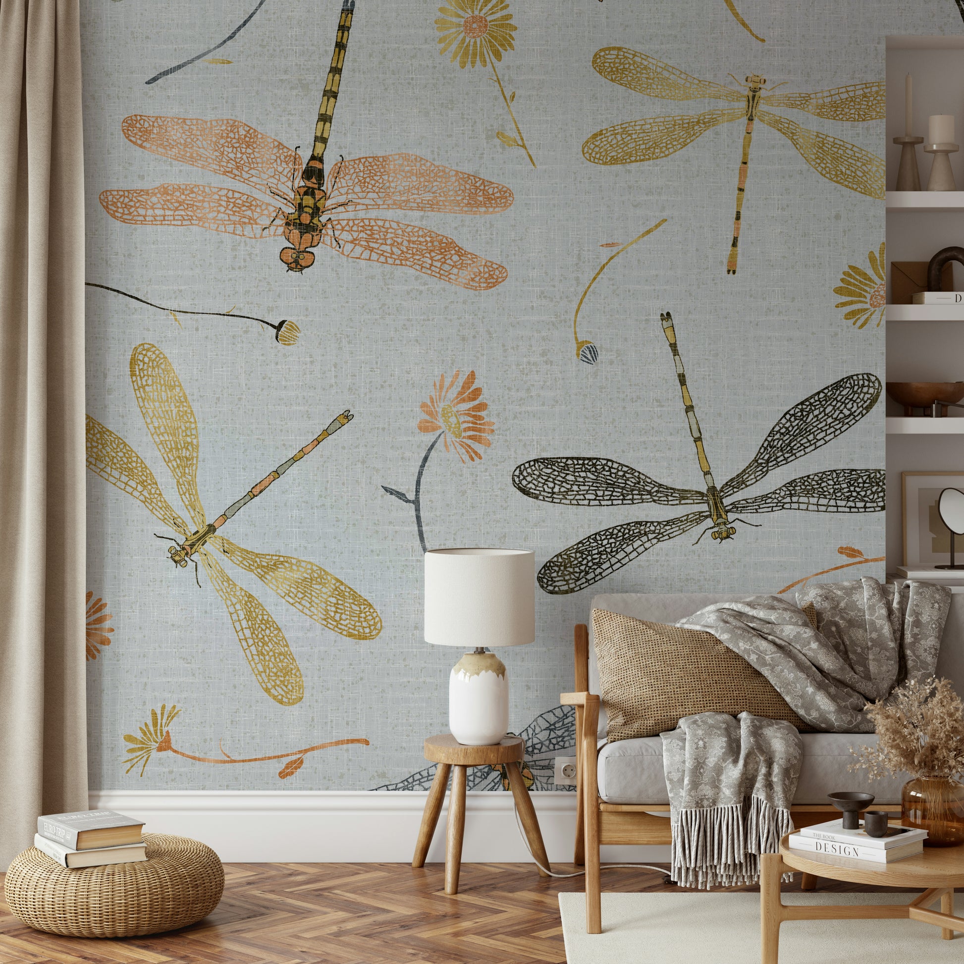 Light gray nature wall mural
