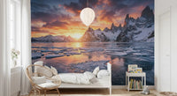 Dramatic Ice & Fire Peaks wall mural featuring jagged snowy alpine ridges, GD9020