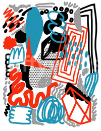 Intricate Drawing Flow peel and stick wallpaper with diverse visual elements.