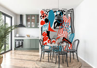 Energetic Drawing Flow wall mural showcasing free-form lines and shapes.