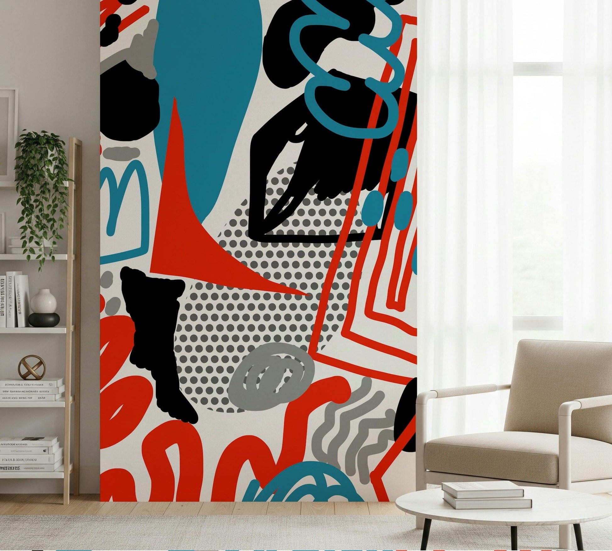 Creative Drawing Flow wallpaper mural with playful doodles and geometric forms.