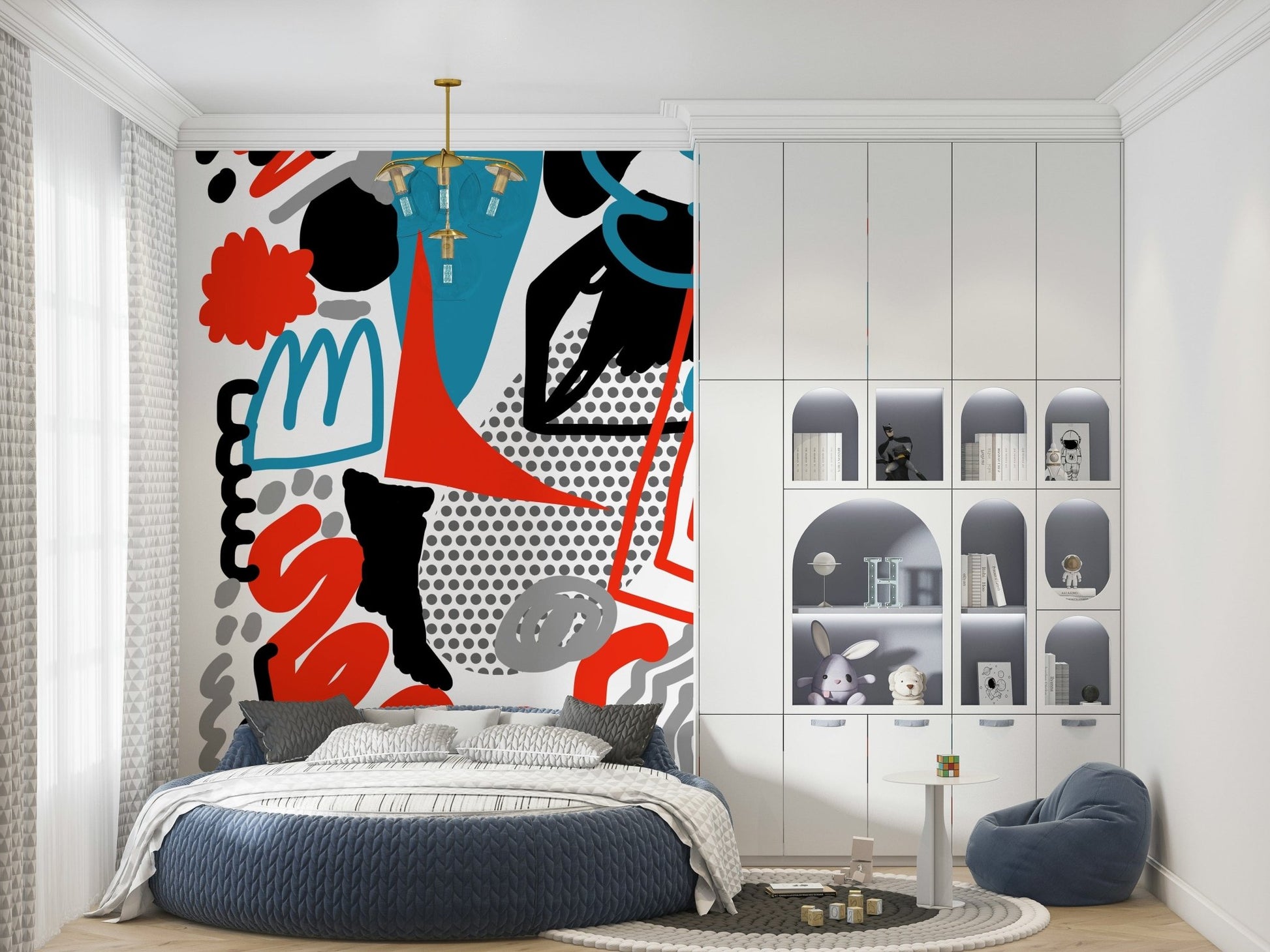 Artful Drawing Flow peel and stick wallpaper with captivating abstract details.