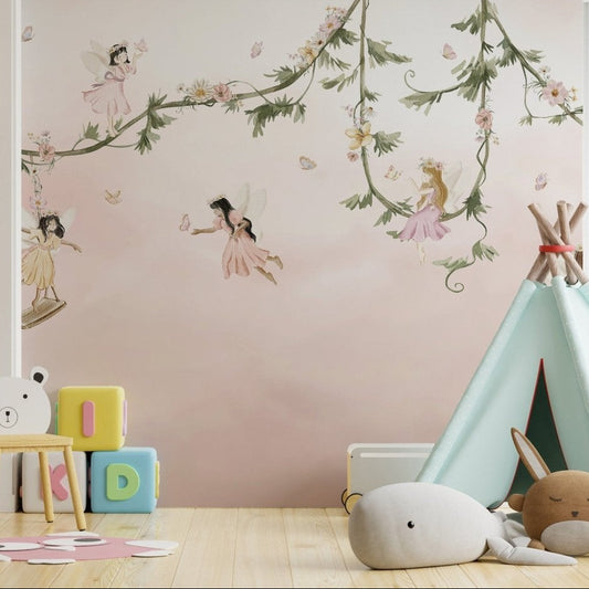 Enchanting dream flight wallpaper for girls rooms OR10
