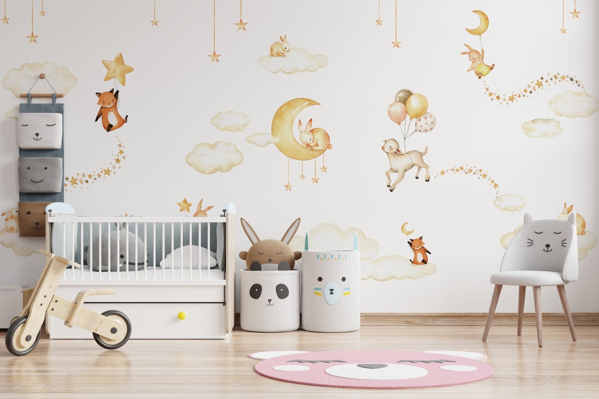 Whimsical Sweet Dreams wallpaper with floating animals KB48