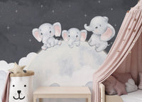 Adorable elephants in night sky design
