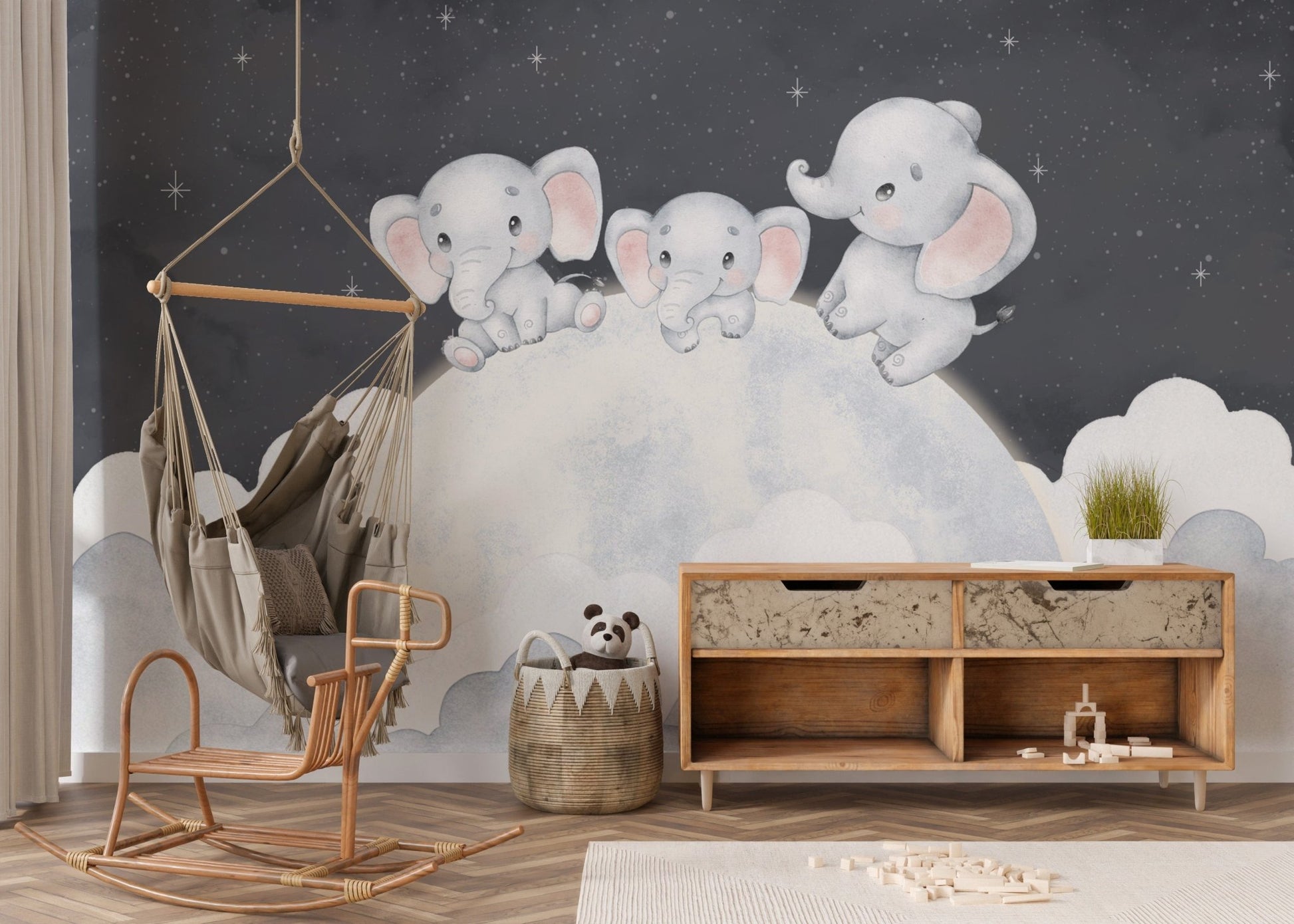 Baby elephant wallpaper for nursery
