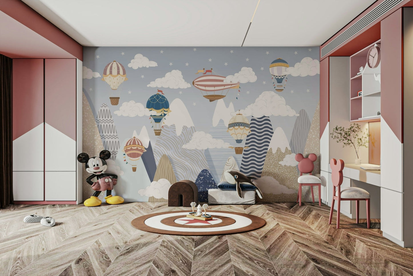 The balloons are far away, creating a sense of scale.

