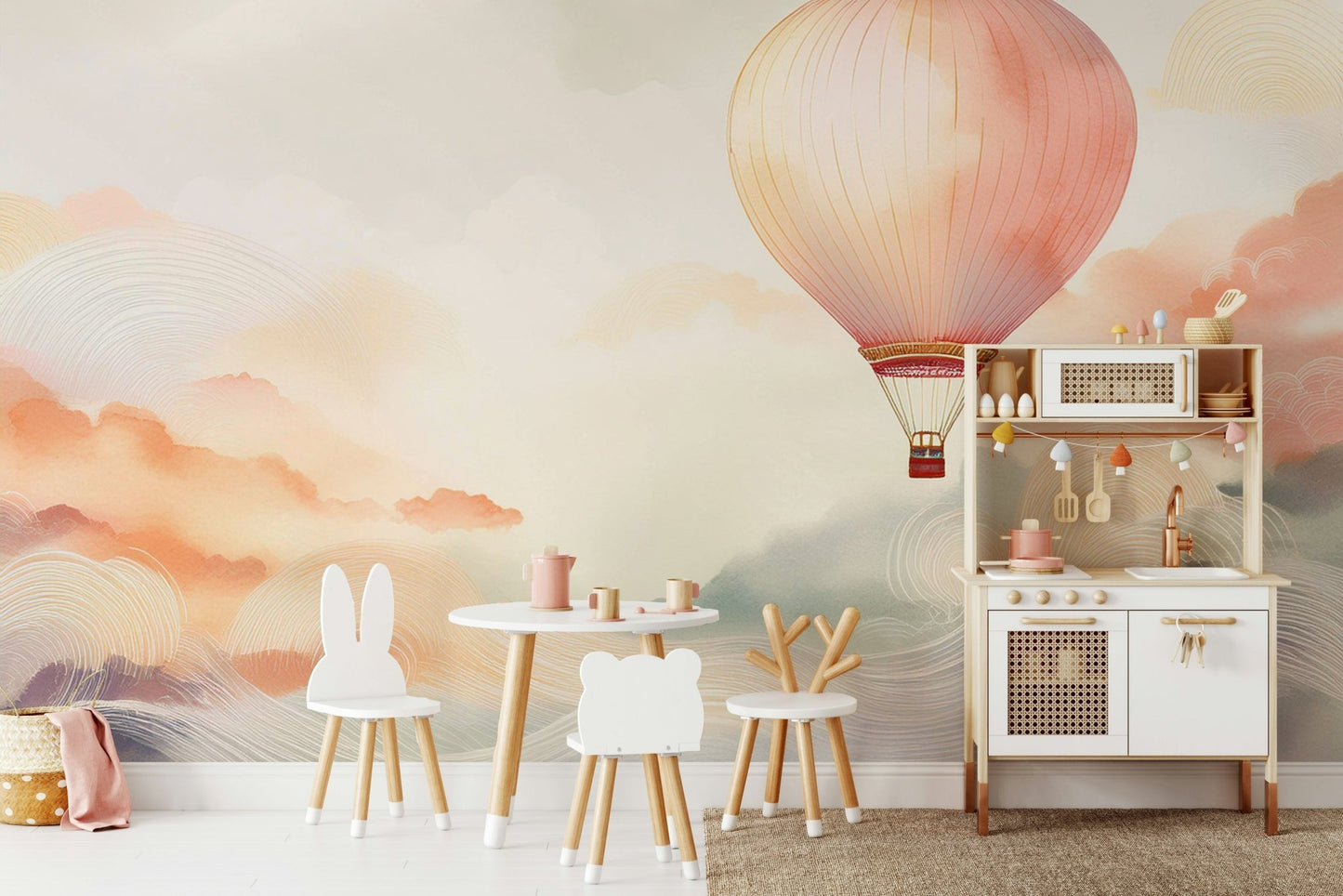 Soothing Balloon Ride Wall Mural for a Dreamy Ambiance

