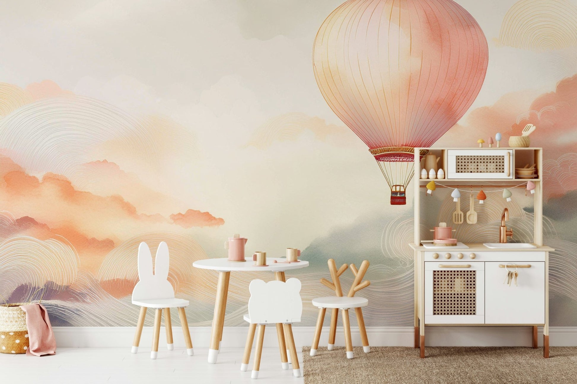 Soothing Balloon Ride Wall Mural for a Dreamy Ambiance

